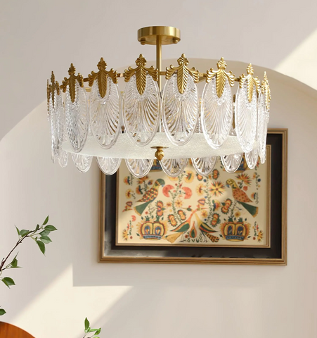 Decorative Pattern Glass Round Chandelier