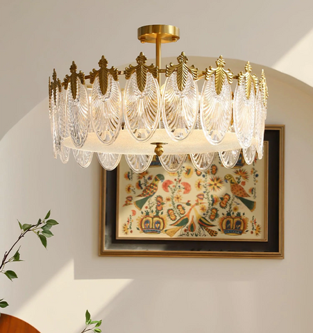 Decorative Pattern Glass Round Chandelier