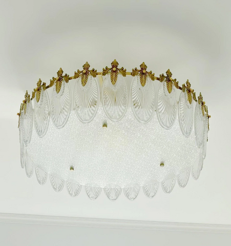 Decorative Pattern Glass Round Chandelier
