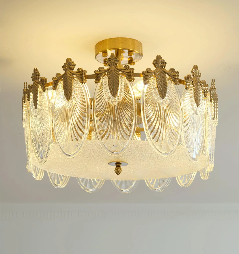 Decorative Pattern Glass Round Chandelier