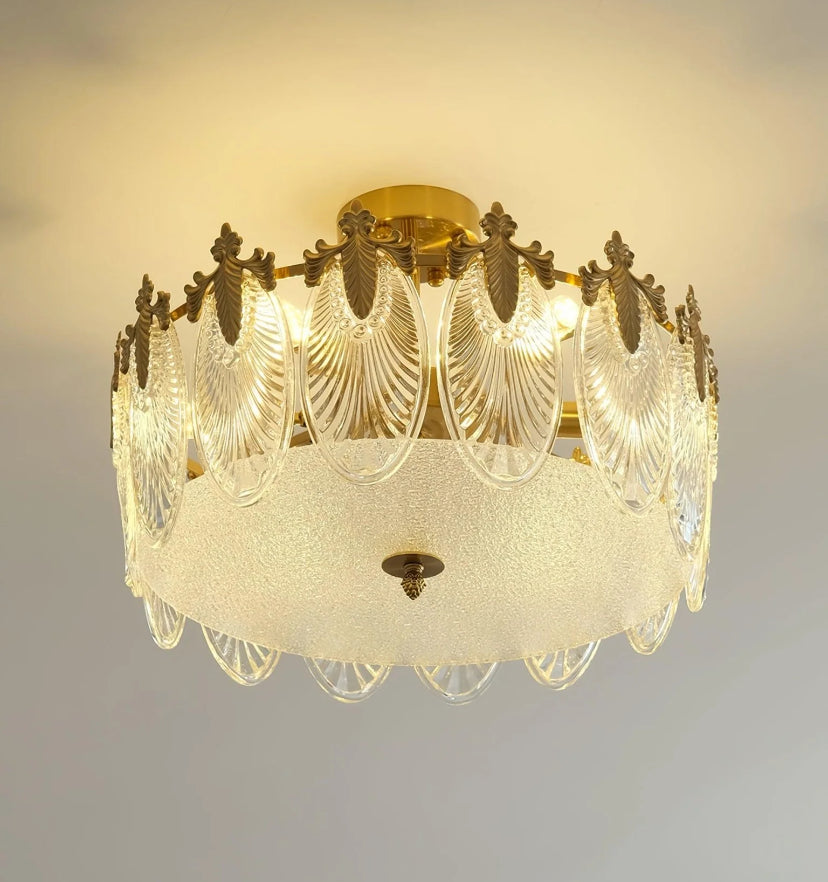 Decorative Pattern Glass Round Chandelier