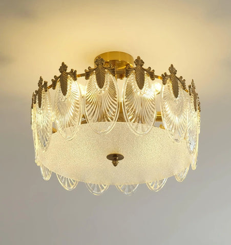 Decorative Pattern Glass Round Chandelier