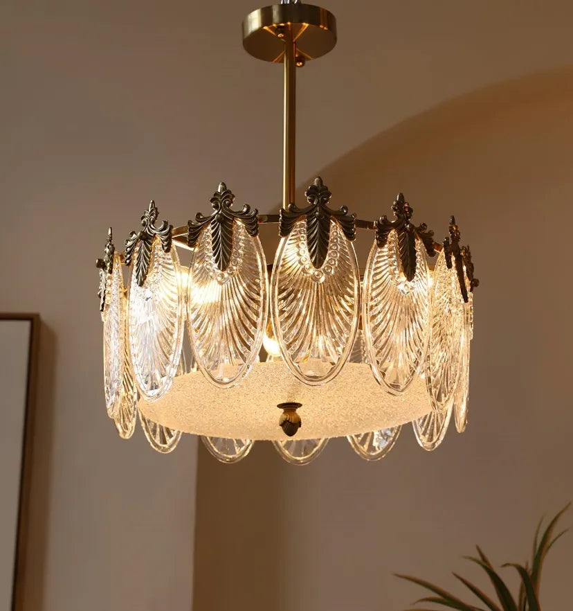 Decorative Pattern Glass Round Chandelier