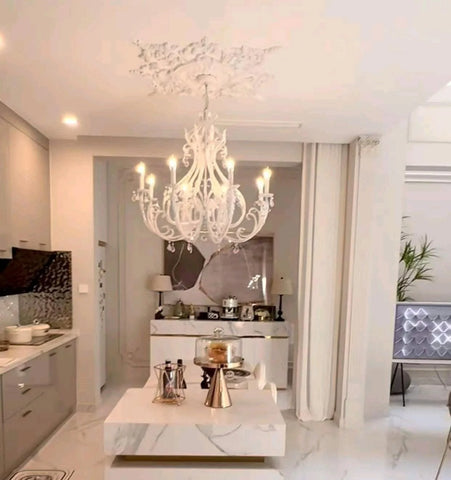 Floral Crystal Candle Chandelier