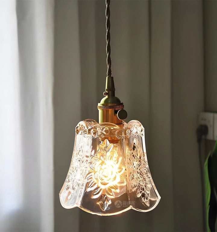 FRENCH RELIEF GLASS PENDANT LIGHT