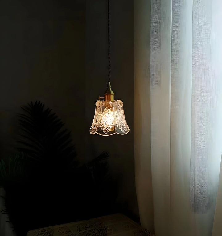 FRENCH RELIEF GLASS PENDANT LIGHT