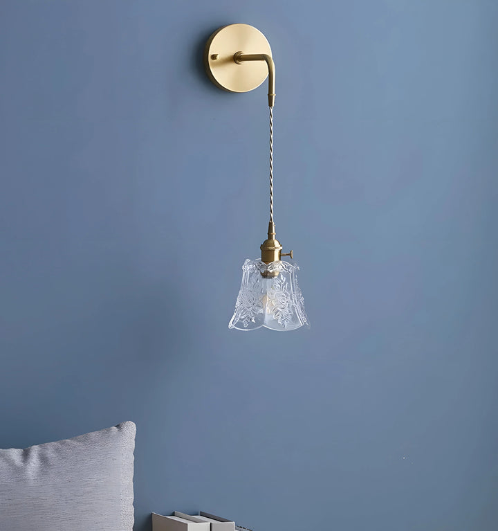 FRENCH RELIEF GLASS WALL LAMP