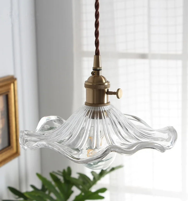 GLASS HIBISCUS FLOWER PENDANT LIGHT