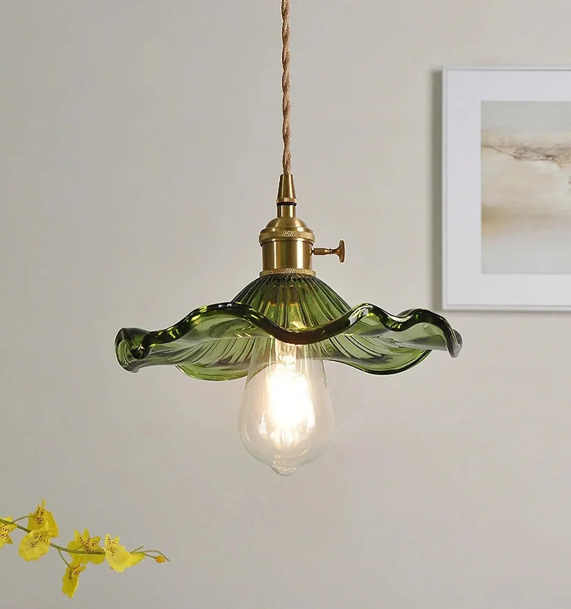 GLASS HIBISCUS FLOWER PENDANT LIGHT