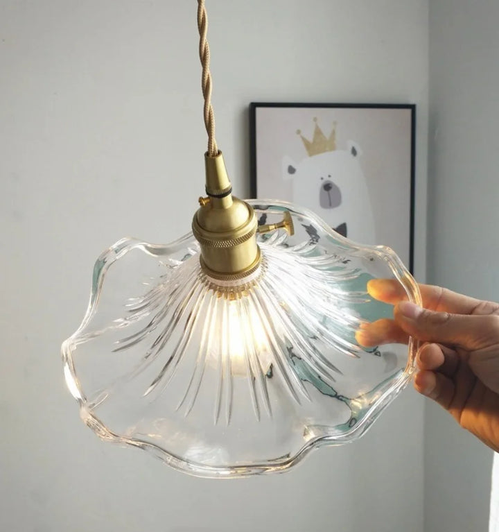 GLASS HIBISCUS FLOWER PENDANT LIGHT