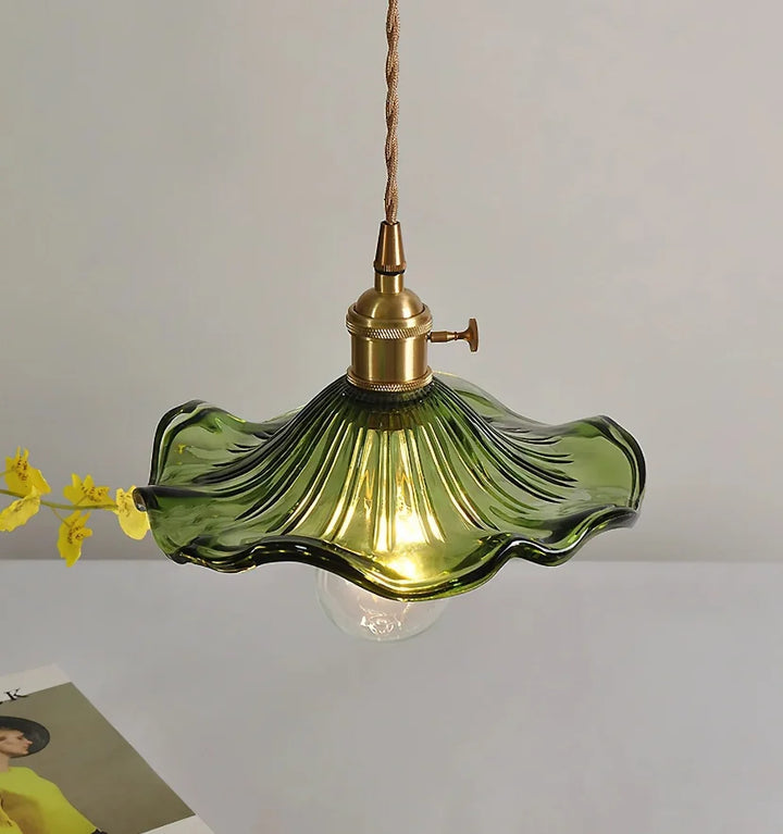 GLASS HIBISCUS FLOWER PENDANT LIGHT