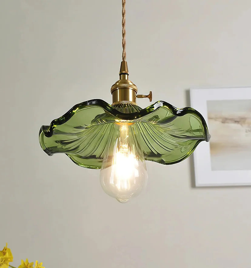 GLASS HIBISCUS FLOWER PENDANT LIGHT