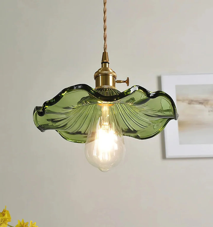 GLASS HIBISCUS FLOWER PENDANT LIGHT