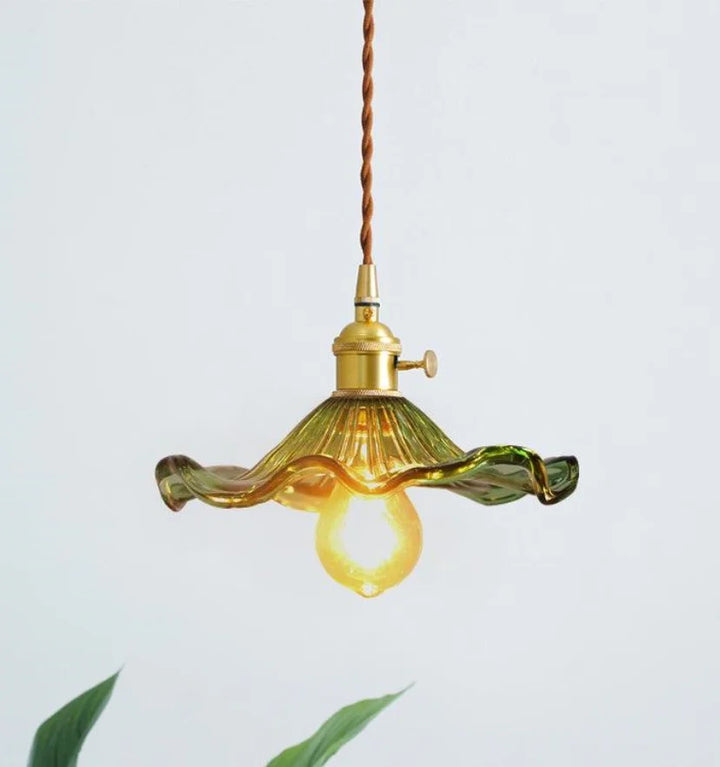 GLASS HIBISCUS FLOWER PENDANT LIGHT