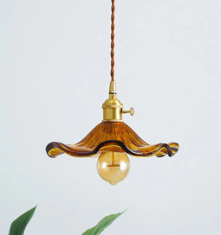 GLASS HIBISCUS FLOWER PENDANT LIGHT