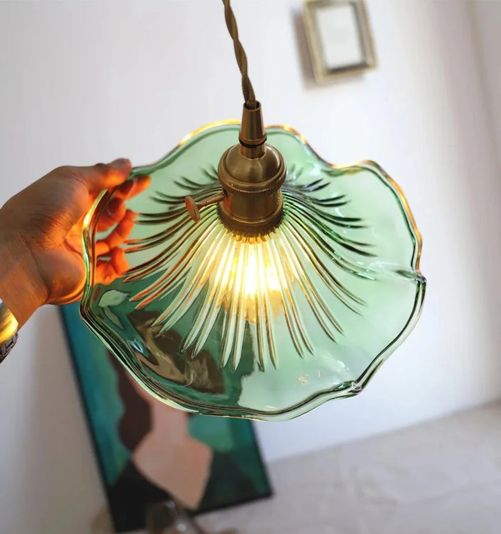 GLASS HIBISCUS FLOWER PENDANT LIGHT