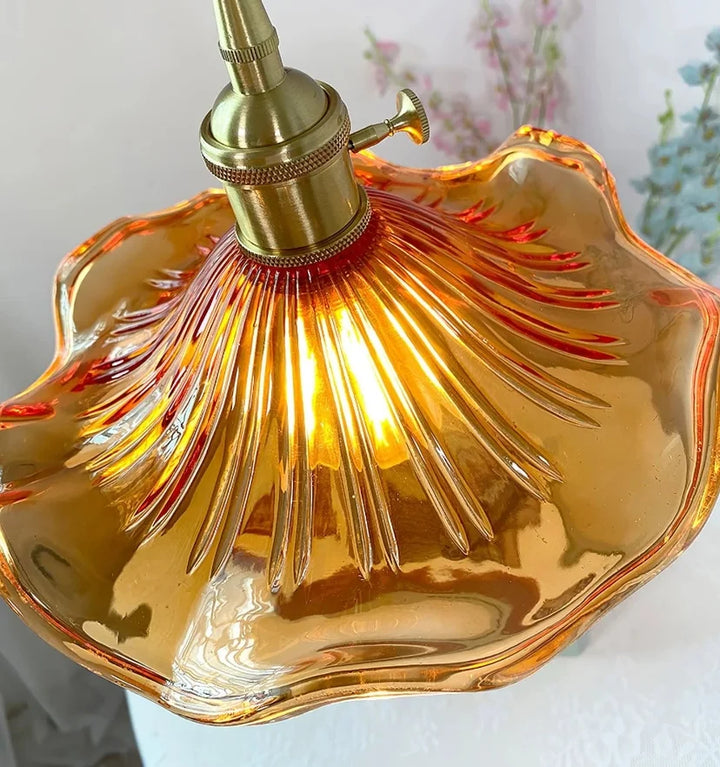 GLASS HIBISCUS FLOWER PENDANT LIGHT