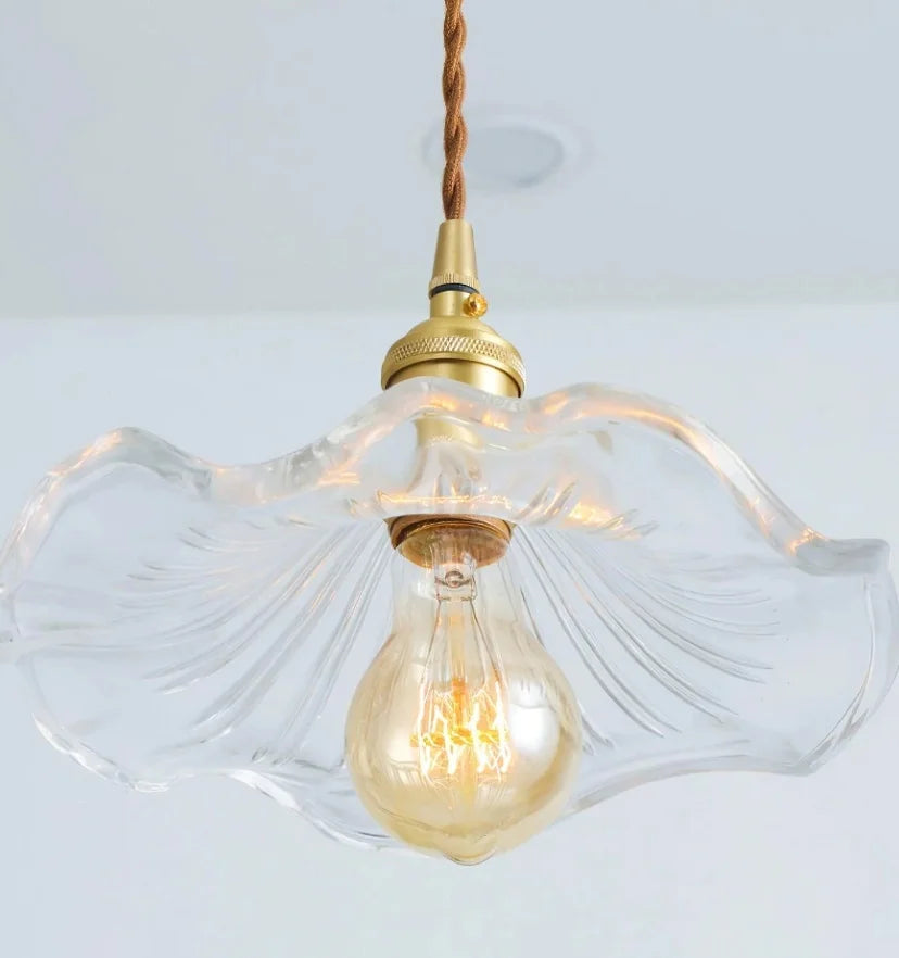 GLASS HIBISCUS FLOWER PENDANT LIGHT