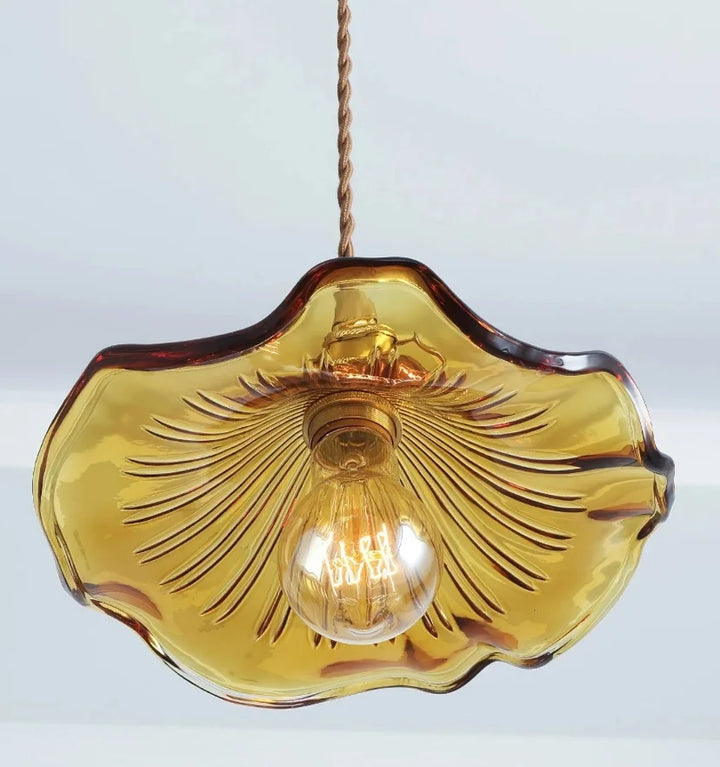 GLASS HIBISCUS FLOWER PENDANT LIGHT