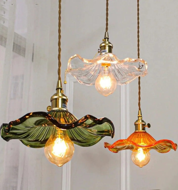 GLASS HIBISCUS FLOWER PENDANT LIGHT