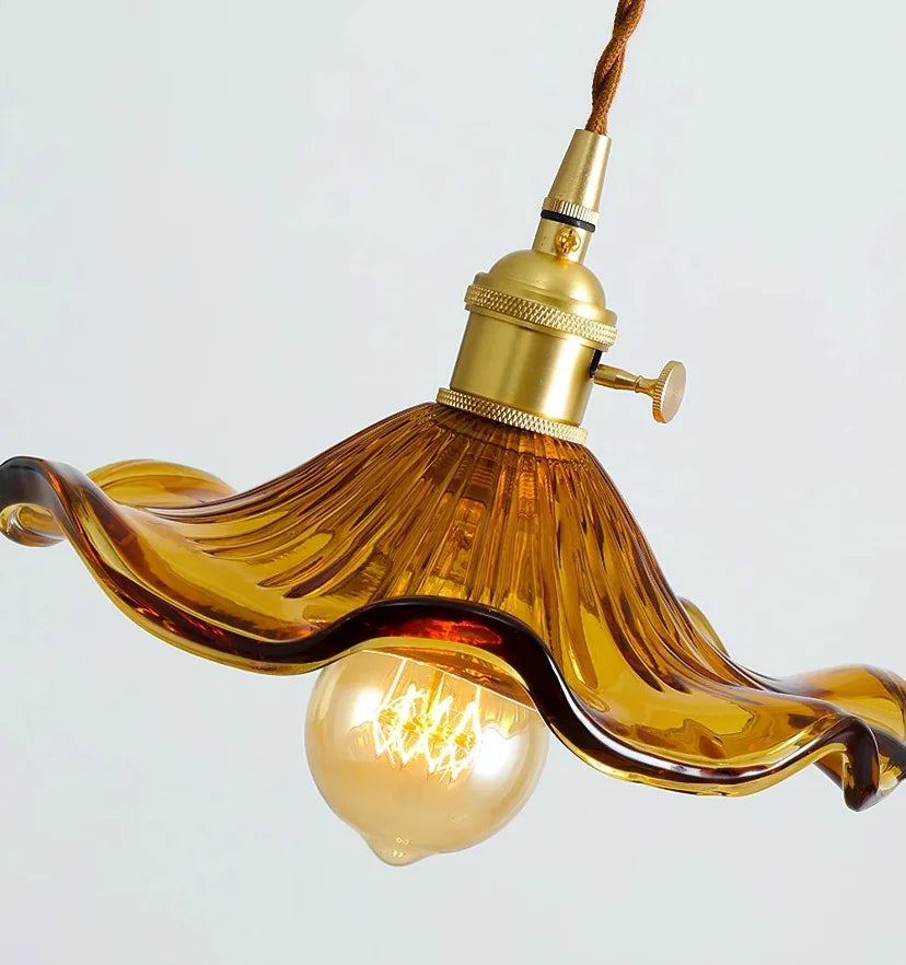 GLASS HIBISCUS FLOWER PENDANT LIGHT