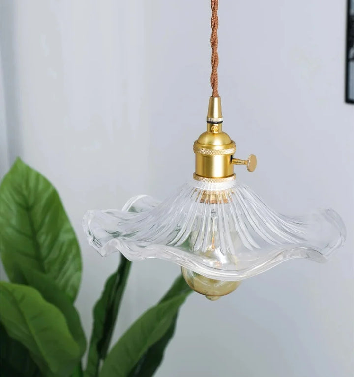 GLASS HIBISCUS FLOWER PENDANT LIGHT