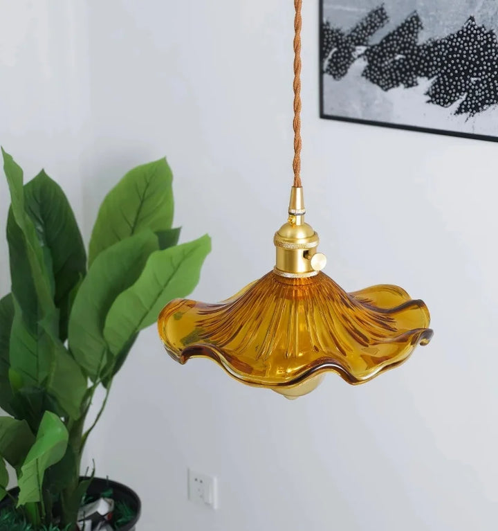 GLASS HIBISCUS FLOWER PENDANT LIGHT