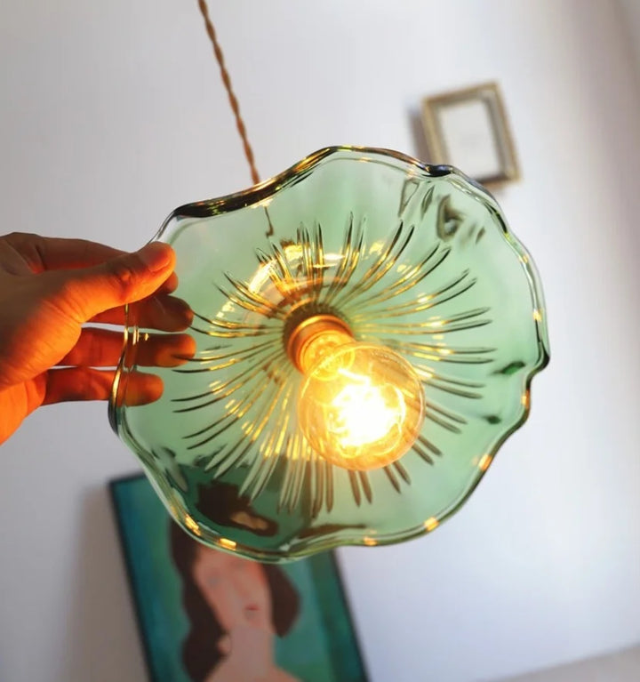 GLASS HIBISCUS FLOWER PENDANT LIGHT