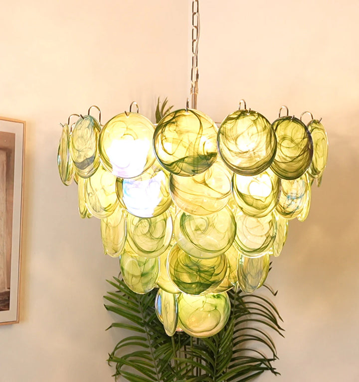 GREEN MURANO DISC CHANDELIER