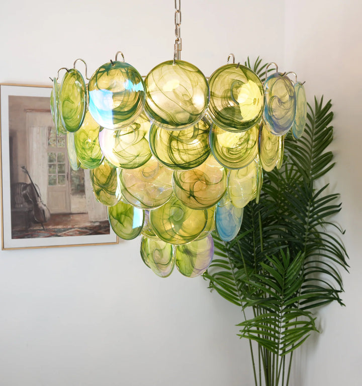 GREEN MURANO DISC CHANDELIER