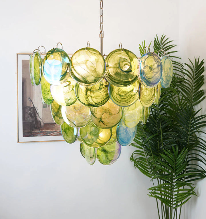 GREEN MURANO DISC CHANDELIER