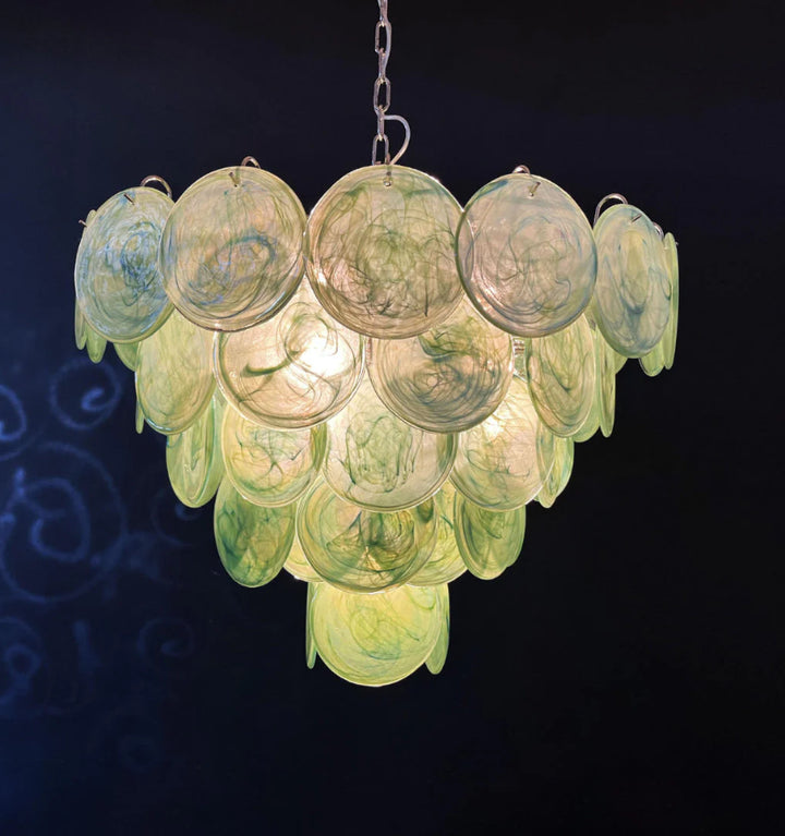 GREEN MURANO DISC CHANDELIER