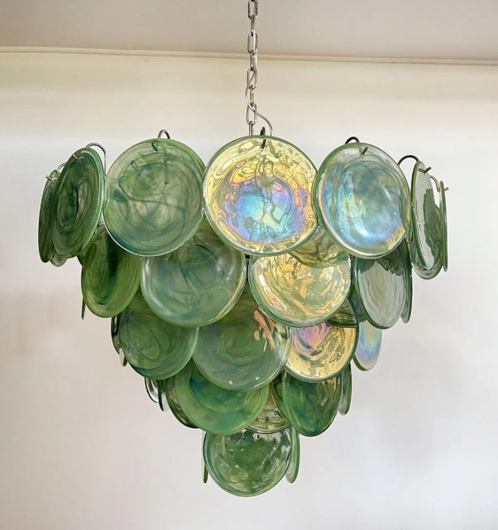 GREEN MURANO DISC CHANDELIER