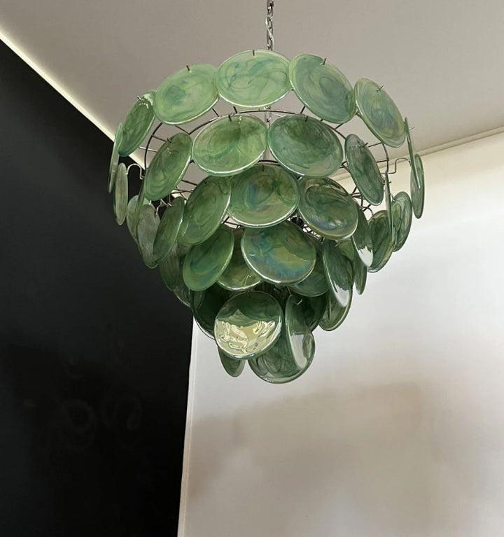 GREEN MURANO DISC CHANDELIER