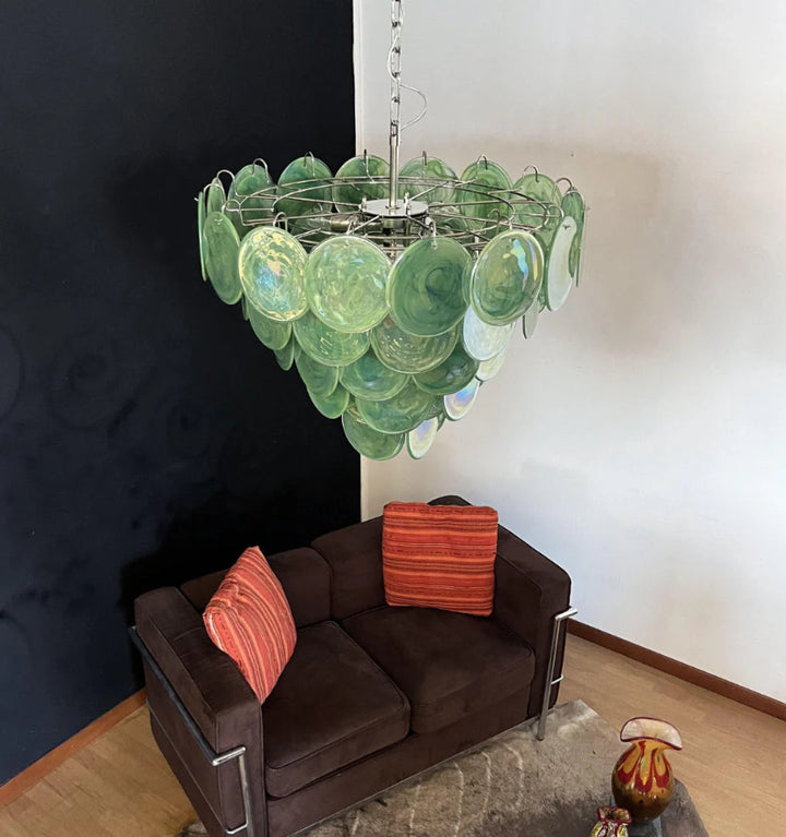 GREEN MURANO DISC CHANDELIER