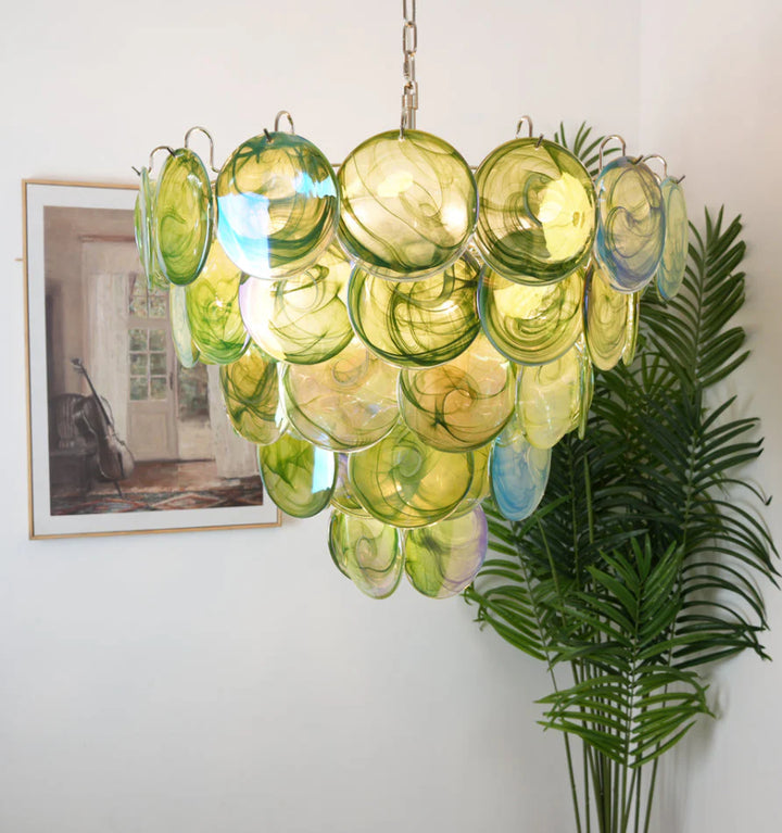 GREEN MURANO DISC CHANDELIER