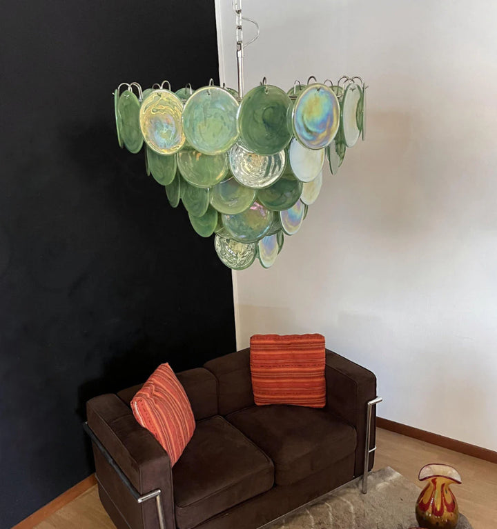 GREEN MURANO DISC CHANDELIER