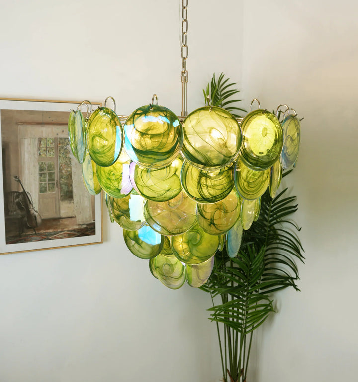 GREEN MURANO DISC CHANDELIER