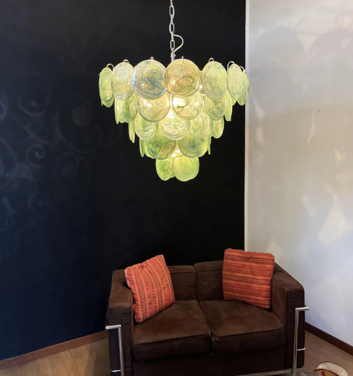 GREEN MURANO DISC CHANDELIER