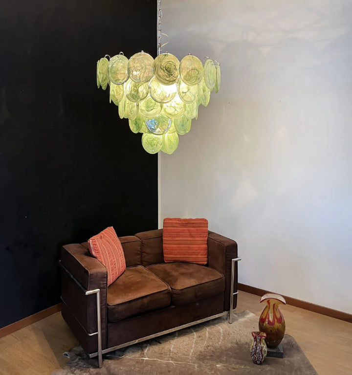 GREEN MURANO DISC CHANDELIER