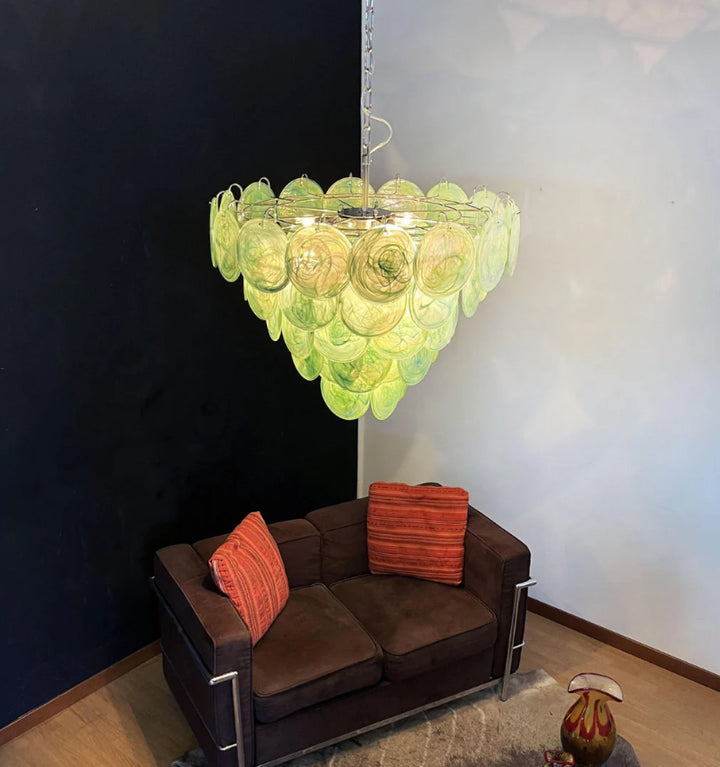 GREEN MURANO DISC CHANDELIER