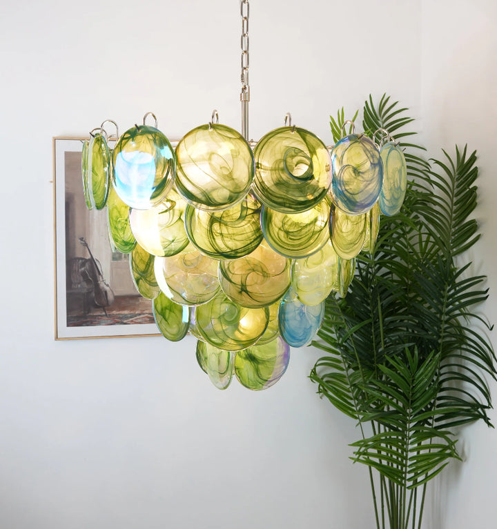 GREEN MURANO DISC CHANDELIER