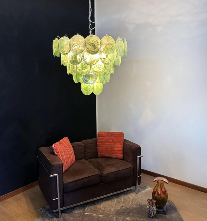 GREEN MURANO DISC CHANDELIER