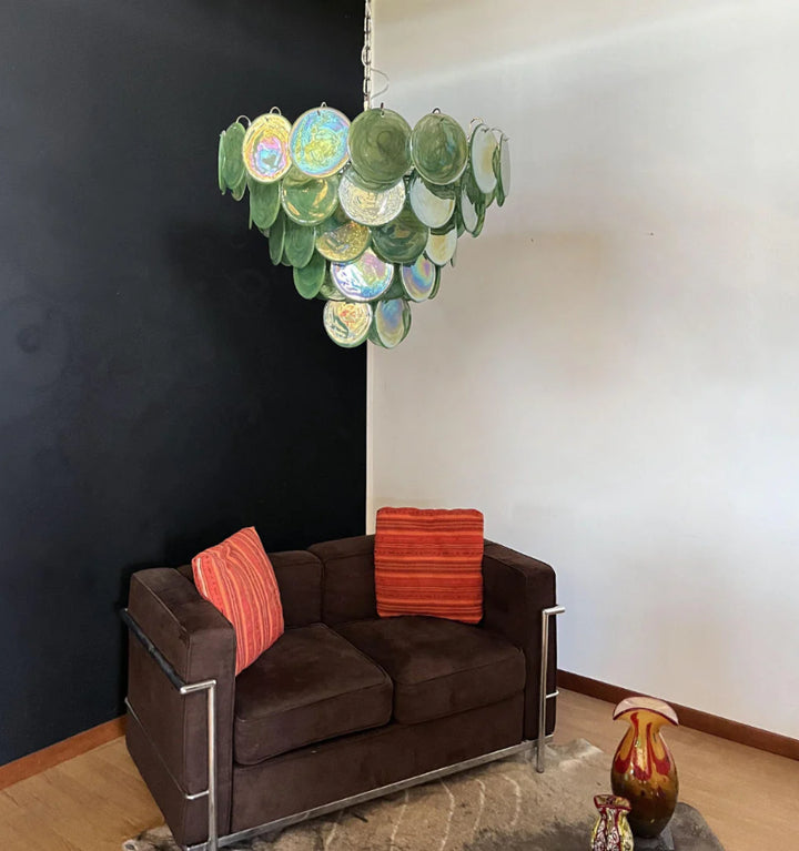 GREEN MURANO DISC CHANDELIER