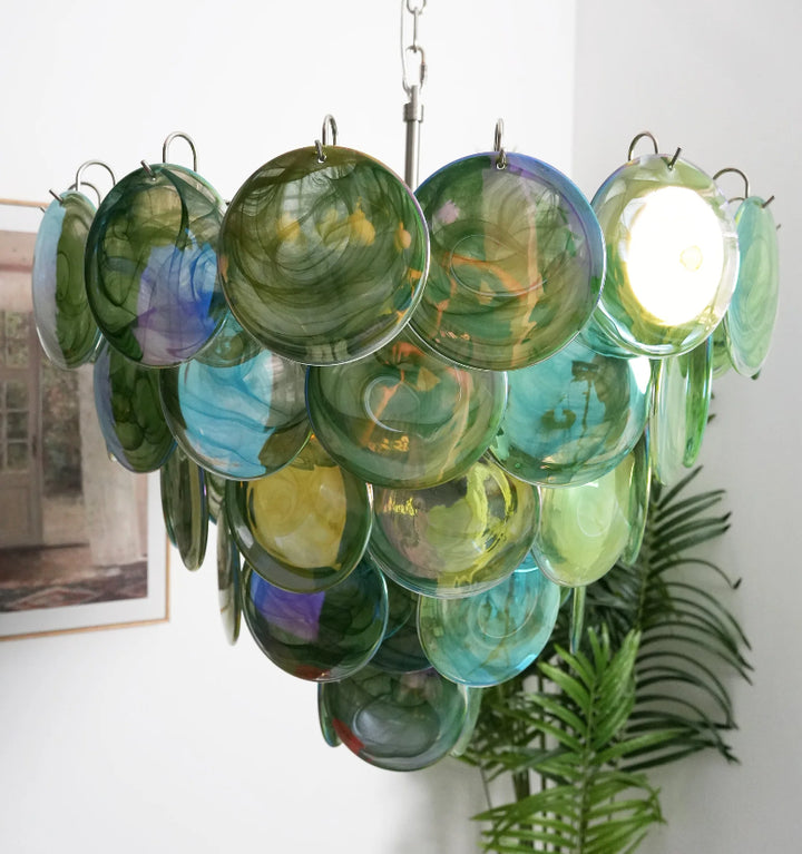 GREEN MURANO DISC CHANDELIER