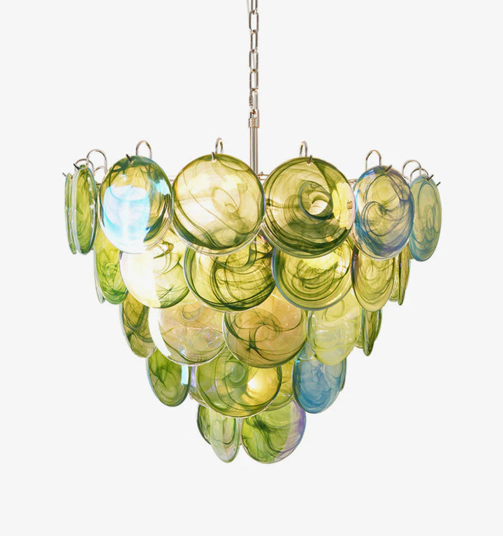 GREEN MURANO DISC CHANDELIER