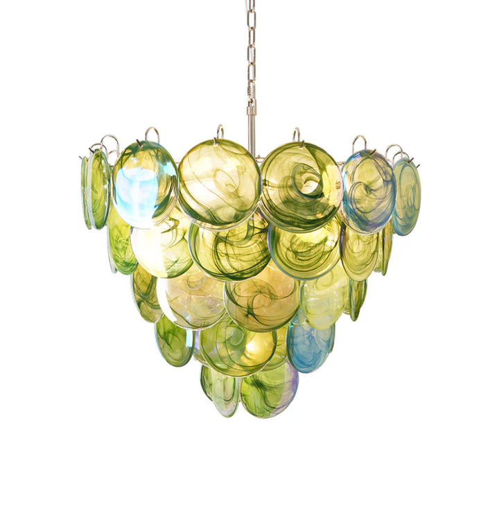 GREEN MURANO DISC CHANDELIER