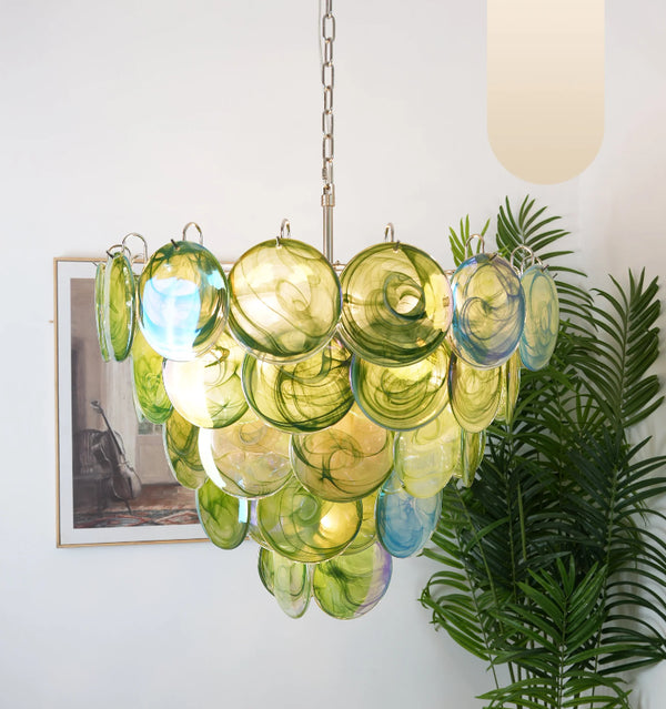 GREEN MURANO DISC CHANDELIER