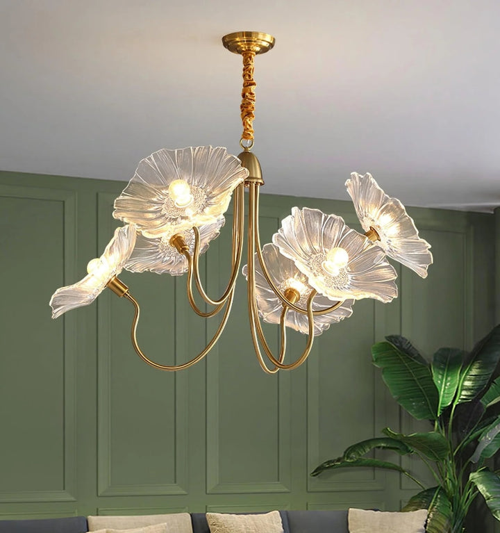 LOTUS LEAF GLASS CHANDELIER