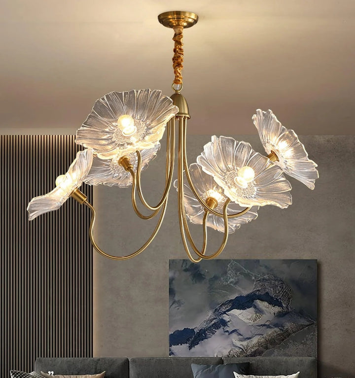 LOTUS LEAF GLASS CHANDELIER